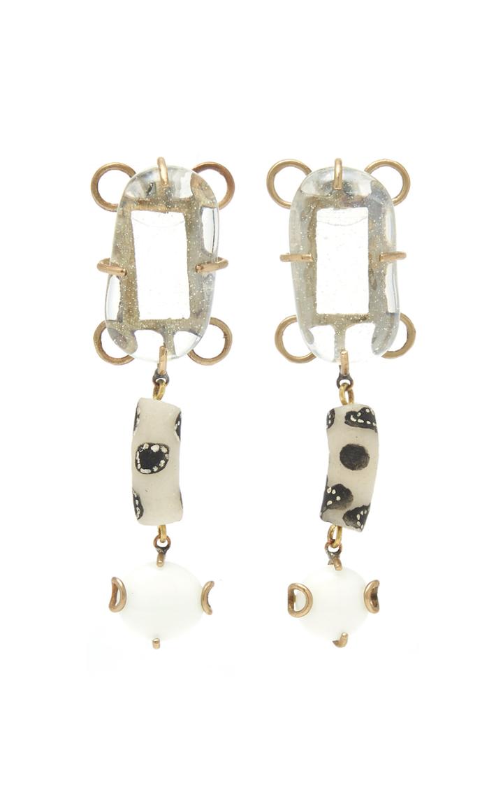 Rosie Assoulin White Glass Drop Earrings