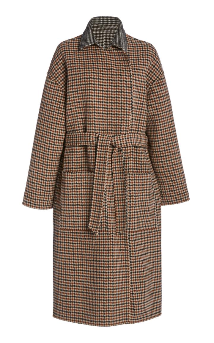 Nanushka Alamo Oversized Reversible Checked Wool-blend Coat