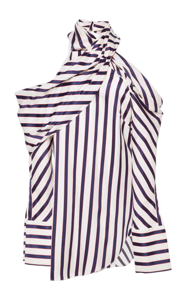 Monse Pinstripe Wrap Neck Top