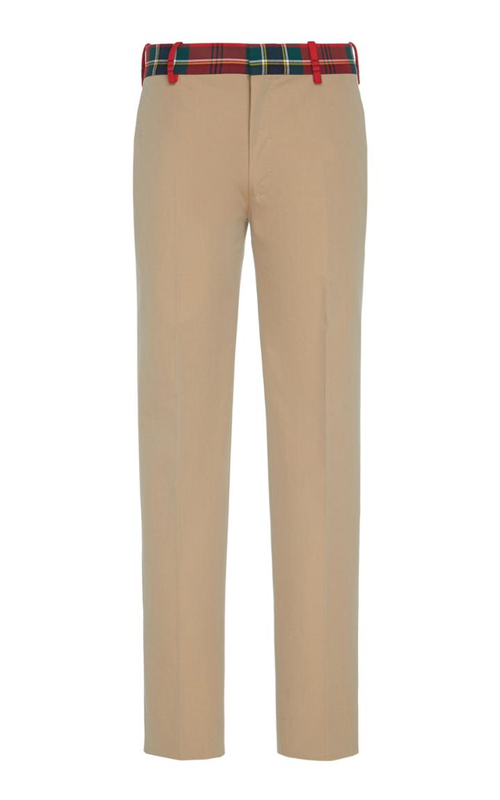 Alexander Mcqueen Tartan-trimmed Cotton-twill Slim-fit Pants