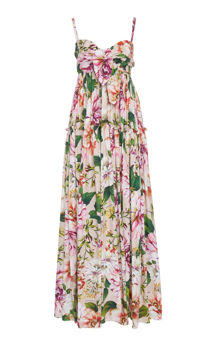 Dolce & Gabbana Floral-print Tiered Cotton Maxi Dress