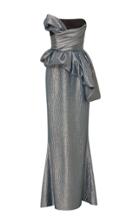 Elizabeth Kennedy Strapless Gown With Asymmetrical Draped Bodice And Bubble Peplum