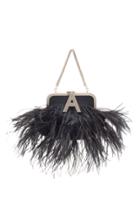 Attico Ostrich Feather Embellished Mini Taffeta Doctor Bag