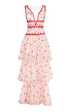 Costarellos V-neck Tiered Long Dress