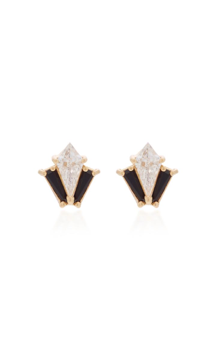 Moda Operandi Doryn Wallach Dorothy Black Onyx Baguette Diamond Stud Earrings