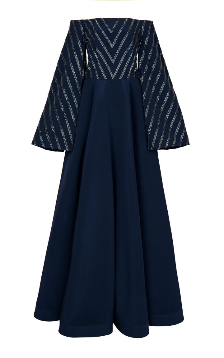 Bazza Alzouman Zinnia Chevron Beaded Gown