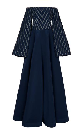 Bazza Alzouman Zinnia Chevron Beaded Gown