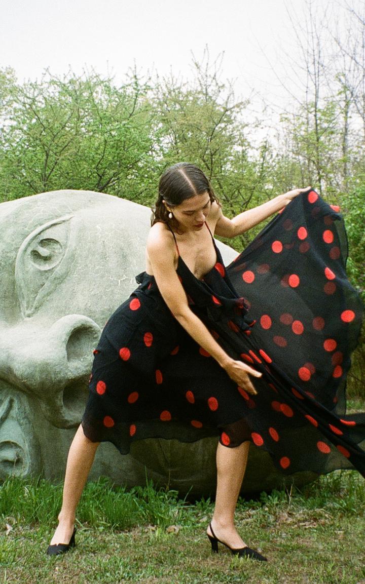 Mara Hoffman Calypso Ruffled Polka Dot Midi Dress