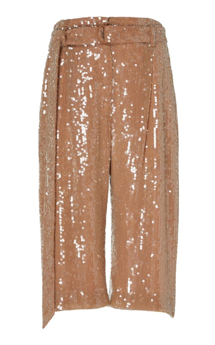 Sally Lapointe Sequin Viscose High Waisted Belted Short