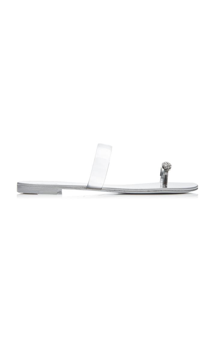 Giuseppe Zanotti Embellished Leather And Pvc Slides