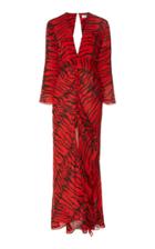 Rixo Rose Cutout Printed Silk-chiffon Dress