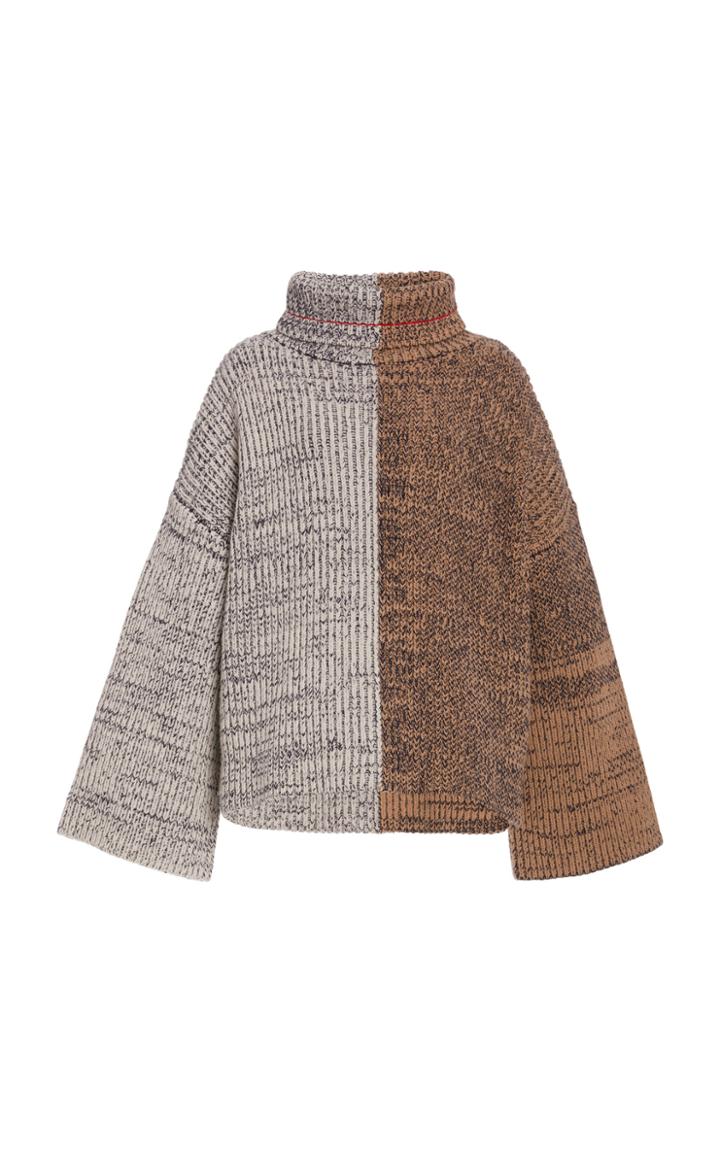 Victoria Victoria Beckham Oversized Two-tone Lambswool Sweater