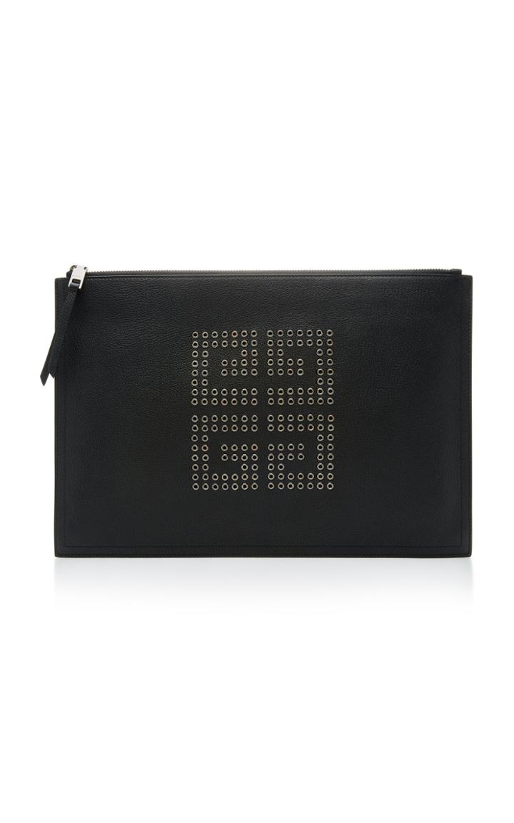 Givenchy Eyelet-embellished Textured-leather Pouch