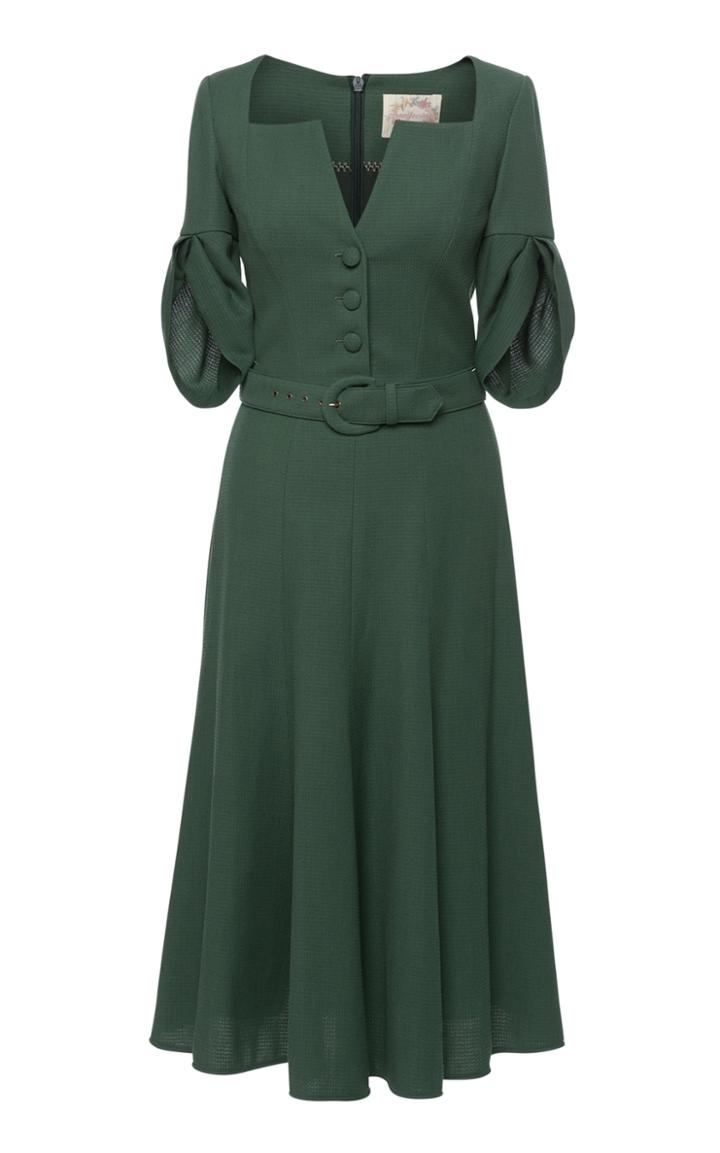 Moda Operandi Lena Hoschek Jolie Belted Crepe Midi Blazer Dress