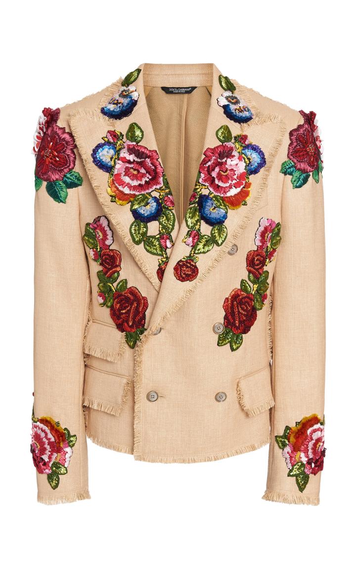Dolce & Gabbana Floral-embroidered Twill Blazer