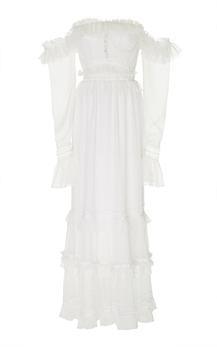 Jonathan Simkhai Tulle Plisse Off Shoulder Dress