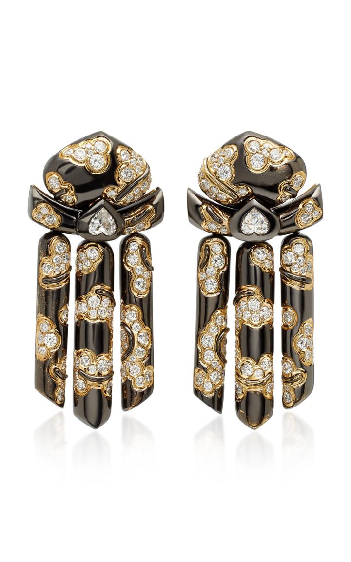 Jill Heller Vintage 18k Black And Yellow Gold Diamond Earrings