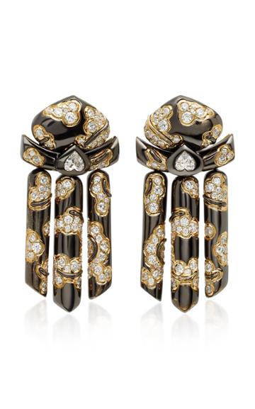 Jill Heller Vintage 18k Black And Yellow Gold Diamond Earrings