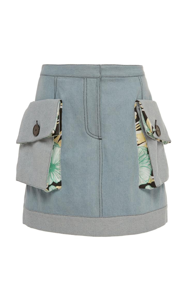 Claudia Li Patch Pocket Denim Mini Skirt