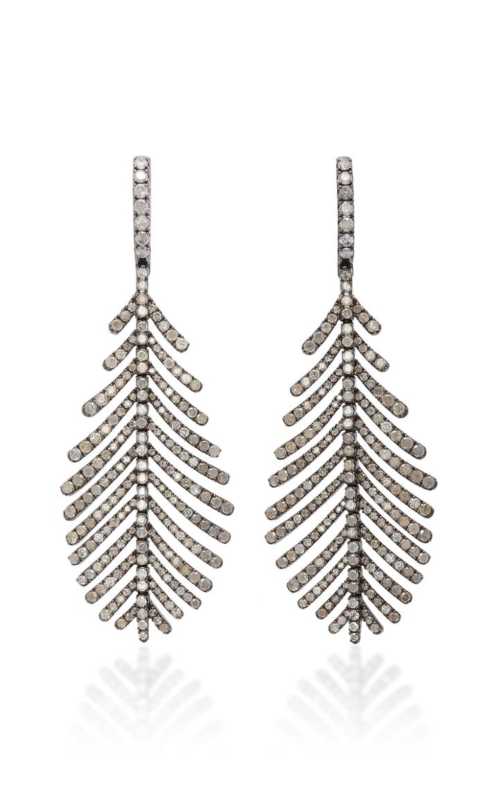 Sidney Garber 18k Plume Grey Diamond Earrings