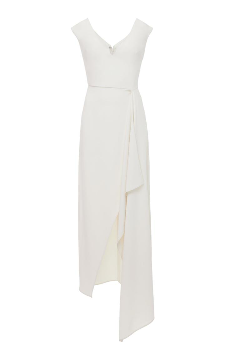 Elie Saab Asymmetric Crepe De Chine Maxi Dress