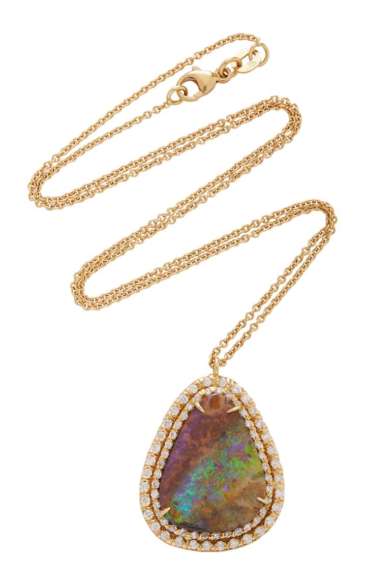 Kimberly Mcdonald One-of-a-kind Boulder Opal Pendant With Diamonds Set In 18k Yellow Gold