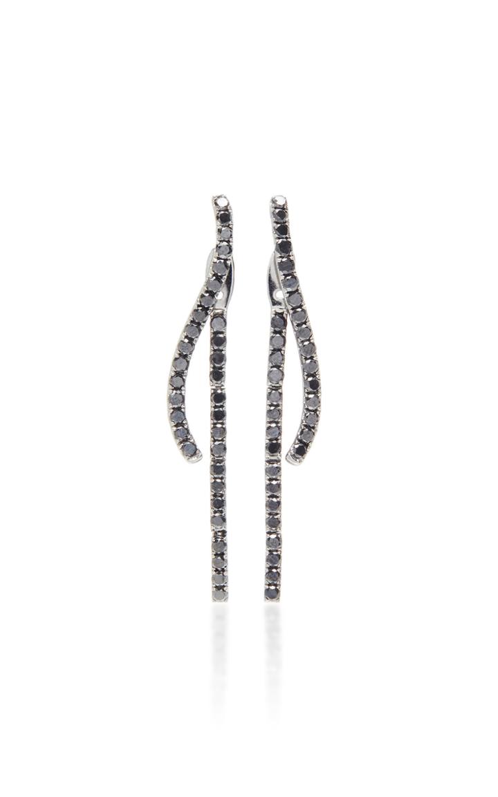 Graziela Rhodium-plated 18k Gold And Black Diamond Earrings