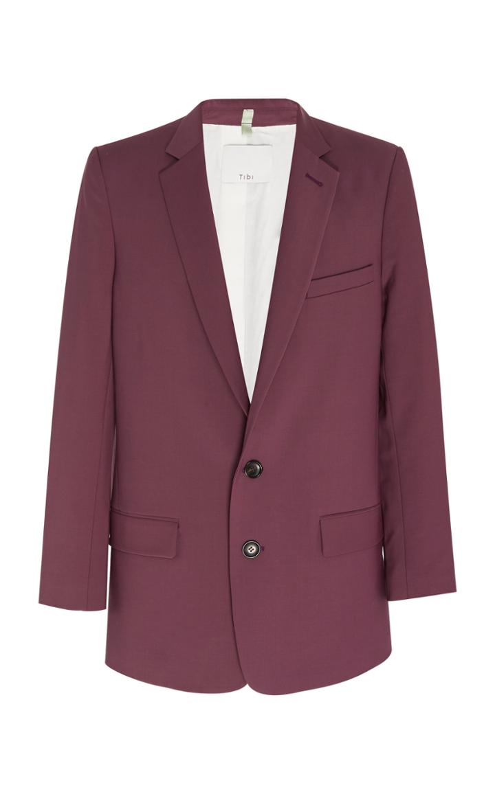 Moda Operandi Tibi Tropical Wool Long Blazer Size: Xs
