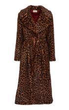 Sara Battaglia Oversized Long Leopard-print Fur Coat