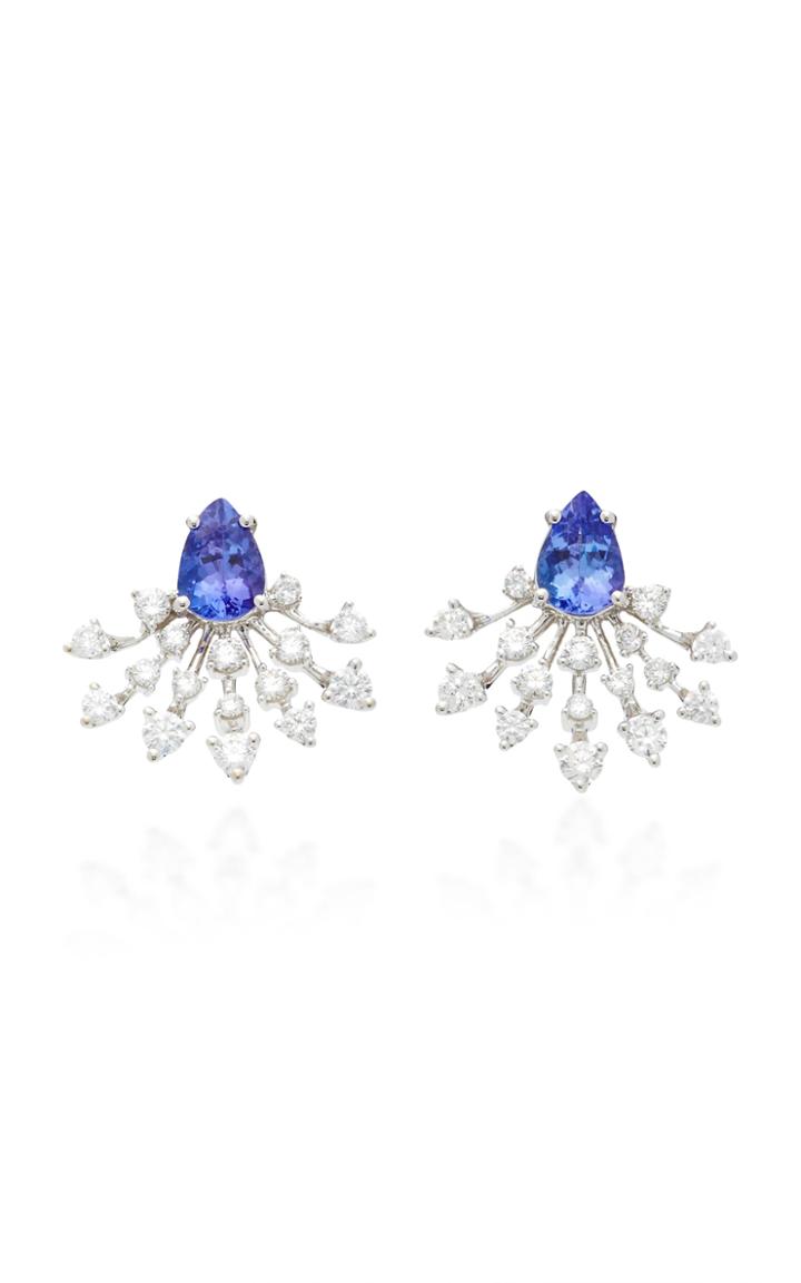 Hueb Labyrinth 18k White Gold, Diamond And Tanzanite Earrings