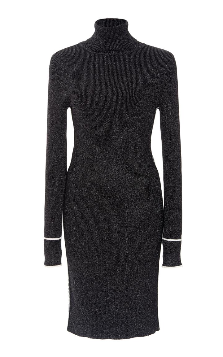 Off-white C/o Virgil Abloh Rib-knit Lurex Turtleneck Dress