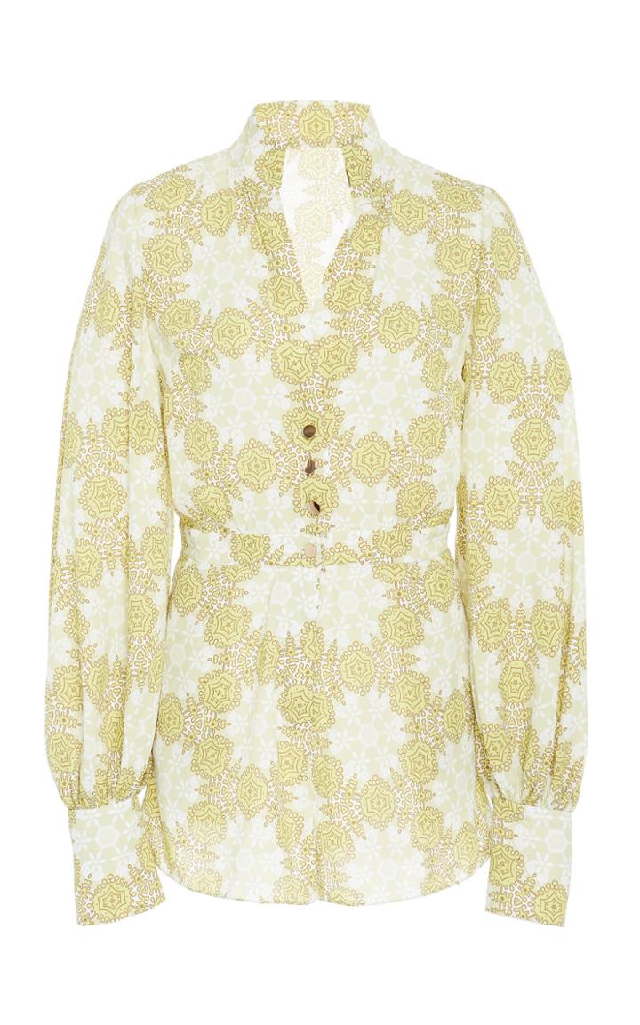 Alexis Derby Button-embellished Printed Playsuit