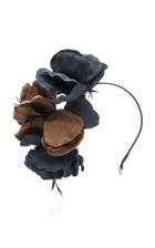 Gigi Burris Rosartia Feather-trimmed Cotton-canvas Headband