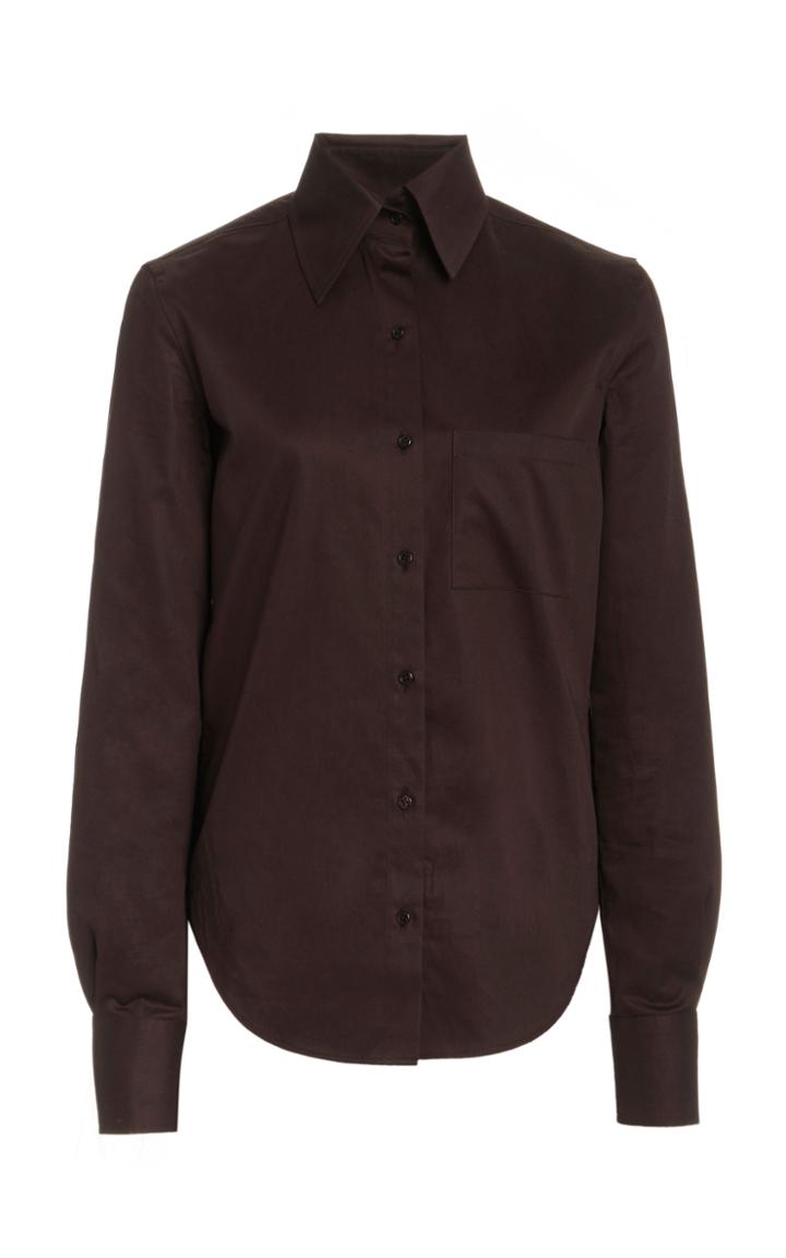 Moda Operandi Brandon Maxwell Long Sleeved Rounded Hem Cotton Shirt