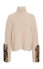Sally Lapointe Mink Fur-trimmed Wool-cashmere Turtleneck