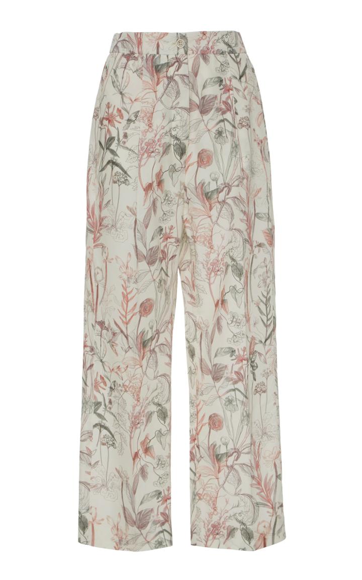 Agnona Pleated Floral Trousers
