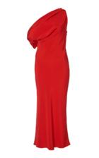 Cushnie One-shoulder Draped Silk Gown
