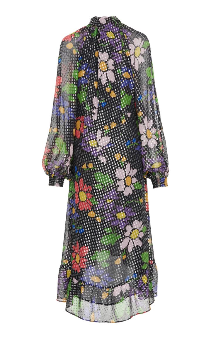 Dodo Bar Or Barbara Ruffled Floral Lurex Midi Dress