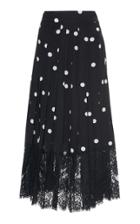 Dolce & Gabbana Lace-trimmed Polka-dot Silk-blend Midi Skirt