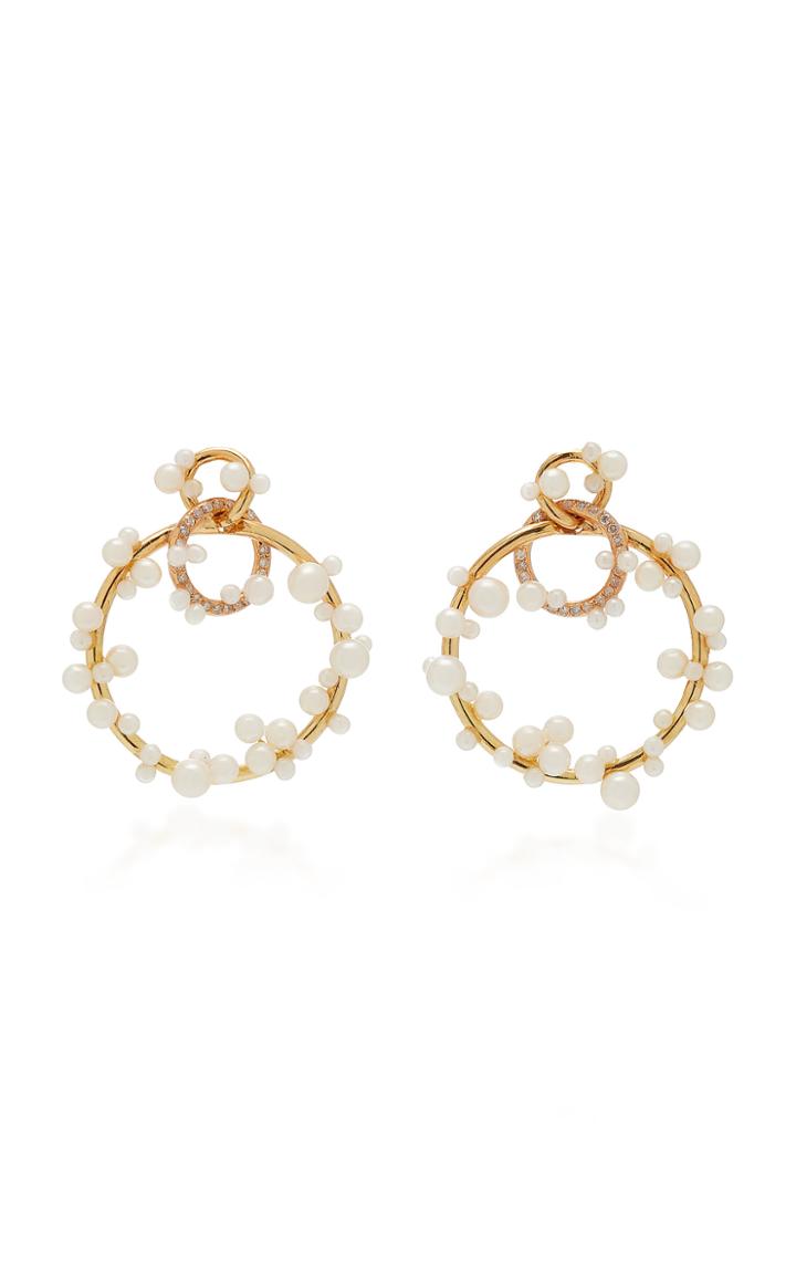 Lauren X Khoo Interlink 18k Gold, Diamond And Pearl Earrings