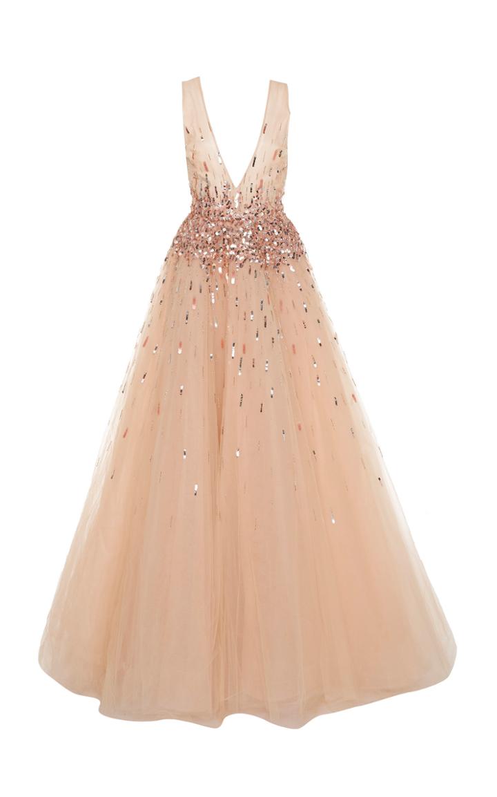 Monique Lhuillier V-neck A-line Gown