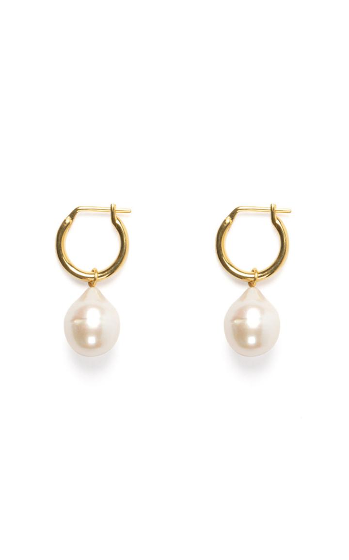 Moda Operandi Flash Jewellery Gold Eva Pearl Sleeper Hoops