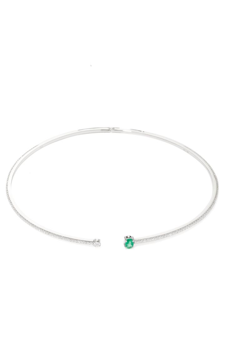 Hueb Spectrum 18k White Gold Diamond And Emerald Choker