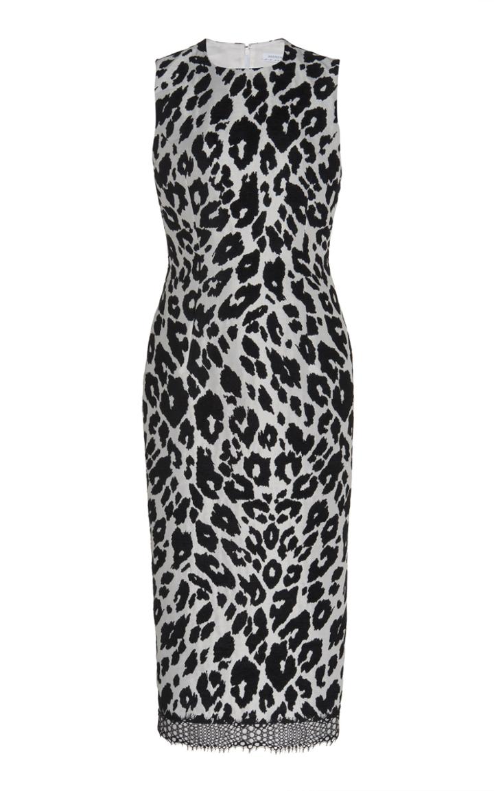 Andrew Gn Leopard Satin Jacquard Dress