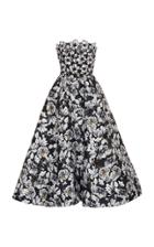 Monique Lhuillier Leavers Lace-trimmed Strapless Satin Dress