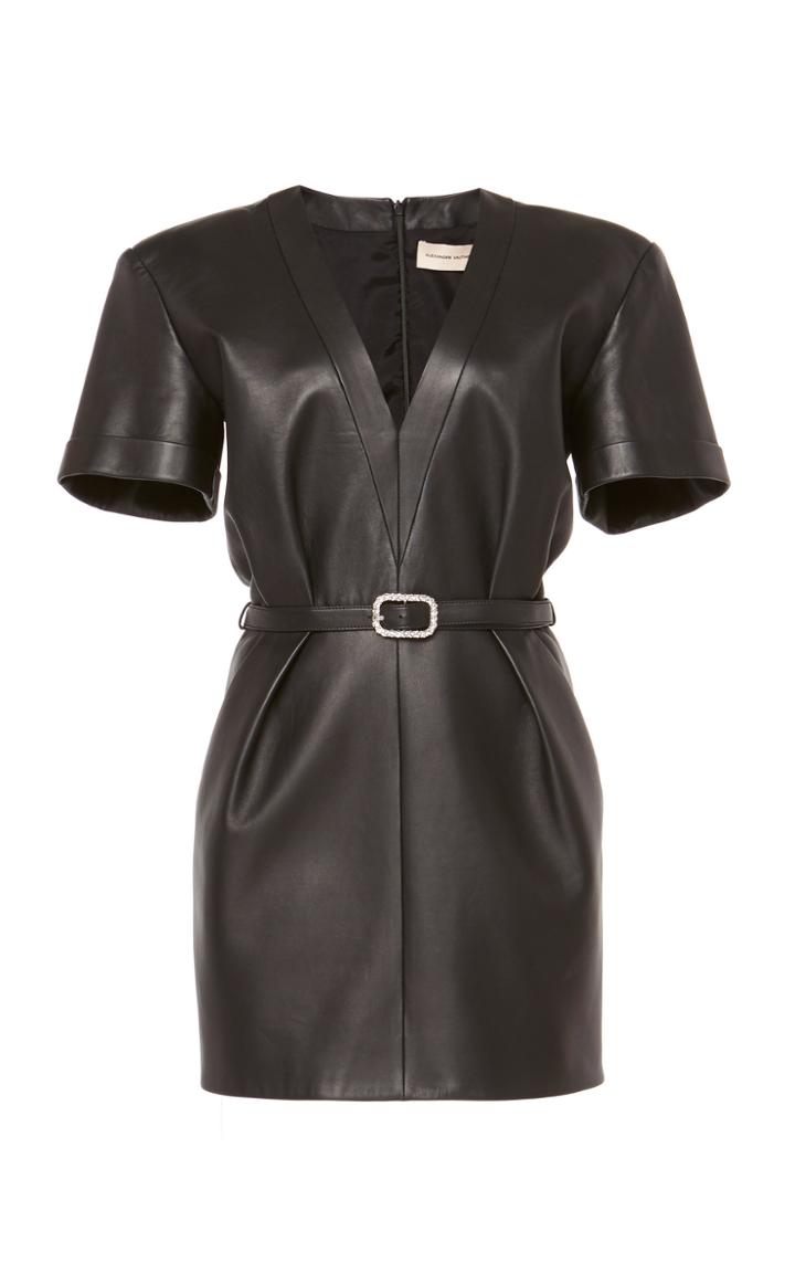 Alexandre Vauthier Embellished Belted Leather Mini Dress