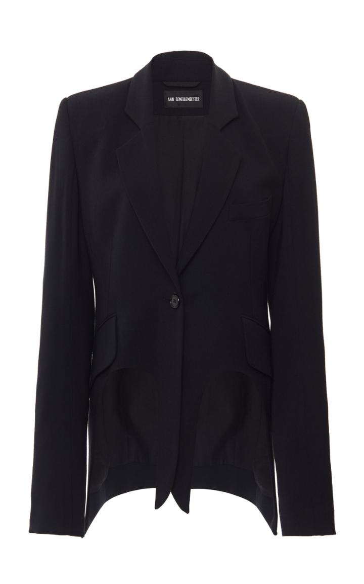 Moda Operandi Ann Demeulemeester Notched Lapel Cutout Twill Blazer Size: 34