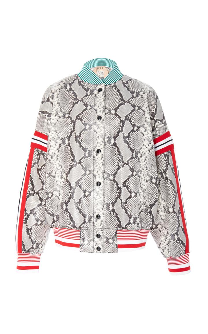 N 21 N&deg;21 Mina Python Print Leather Jacket