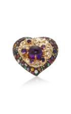 Sylvie Corbelin Heart And Pansy 18k Gold Multi-stone Ring
