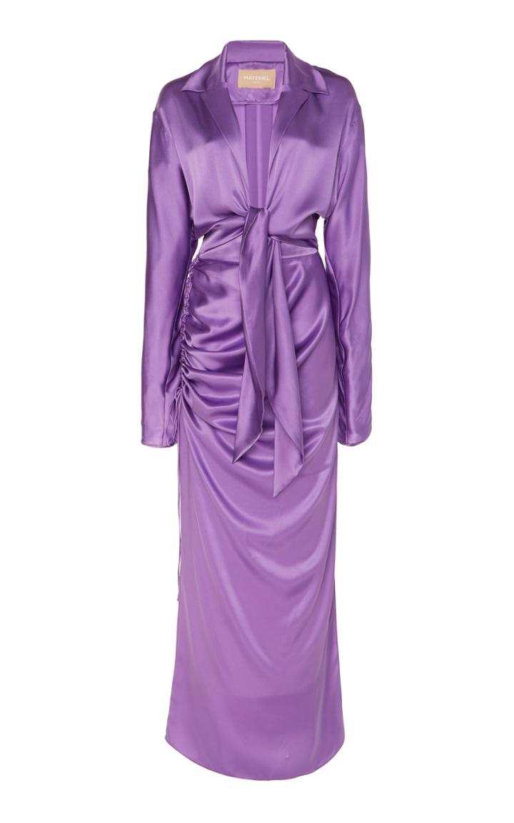 Matriel Front Tie Two Piece Silk Dress